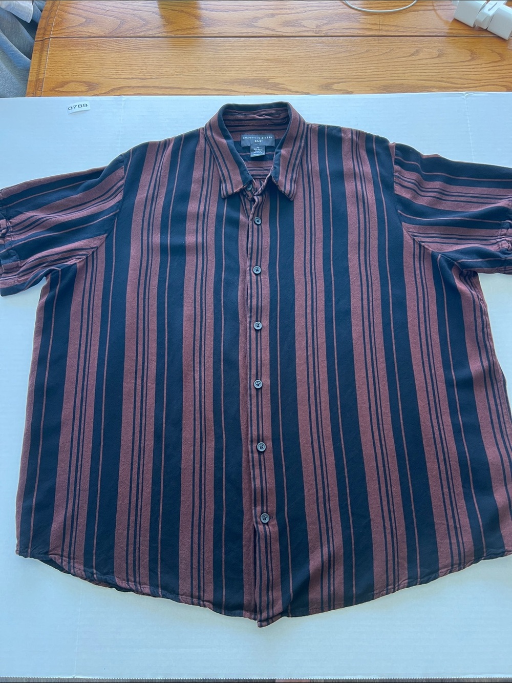 Shaquille O’Neal Black & Brown Vertical Stripe Button-Down Shirt Size XL